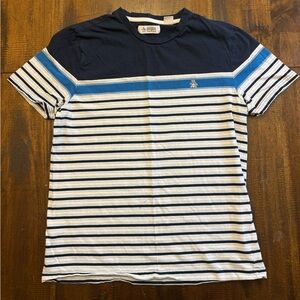 Men's Striped Short Sleeve Tee - Blue and White